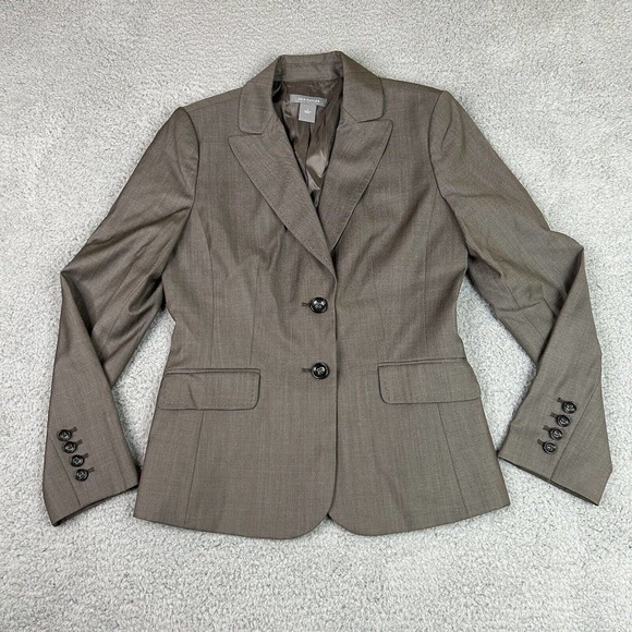 Ann Taylor Blazer‎ Womens Size 2 Brown Single Breasted Wool & Silk Long Sleeves - Picture 1 of 9